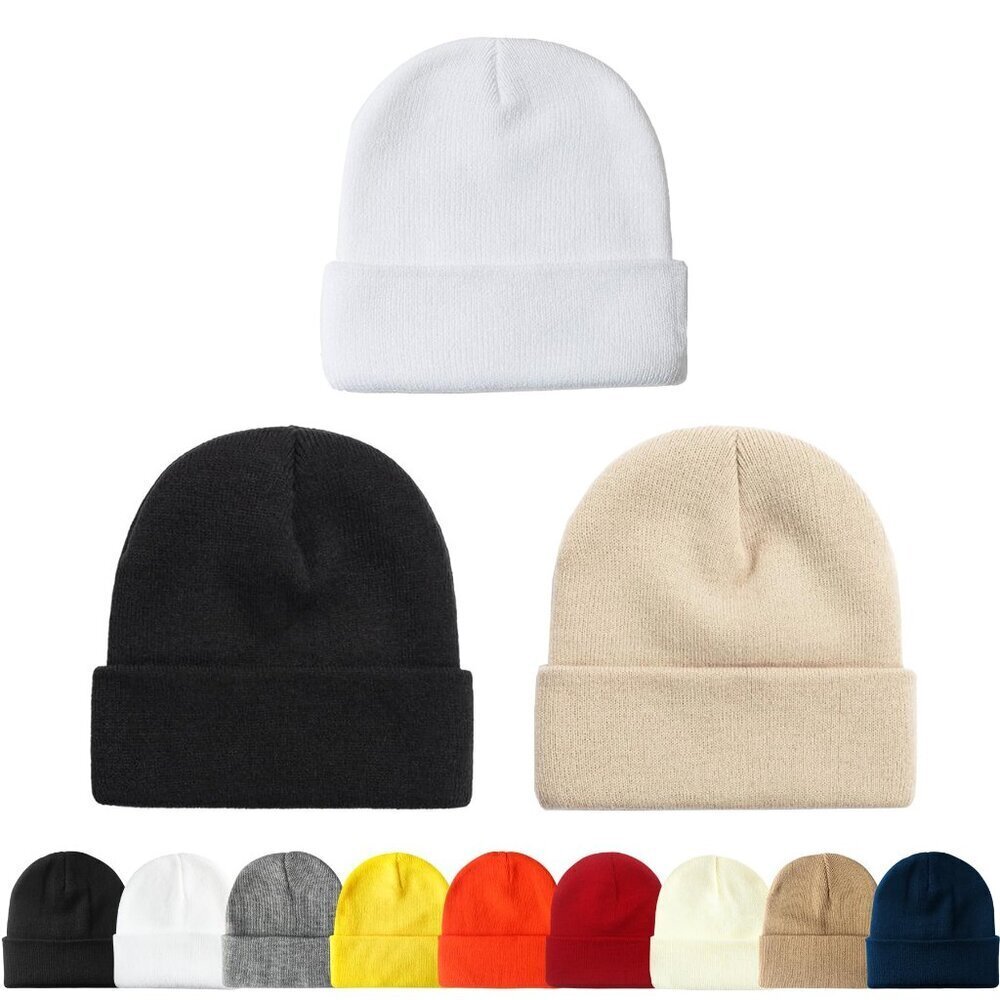 Unisex Knit Beanie Set Winter Warm Stretchy One Size Fits All Classic